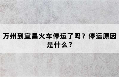 万州到宜昌火车停运了吗？停运原因是什么？