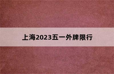 上海2023五一外牌限行