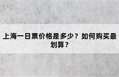 上海一日票价格是多少？如何购买最划算？