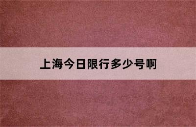 上海今日限行多少号啊