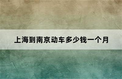 上海到南京动车多少钱一个月