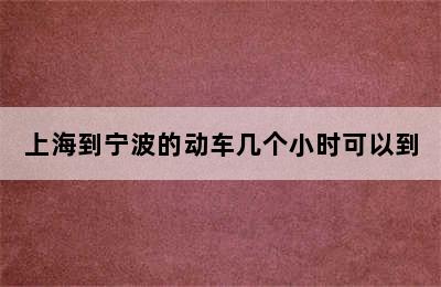 上海到宁波的动车几个小时可以到