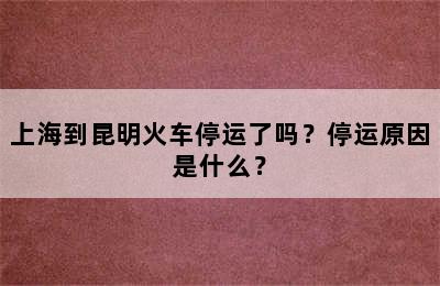 上海到昆明火车停运了吗？停运原因是什么？