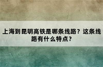 上海到昆明高铁是哪条线路？这条线路有什么特点？