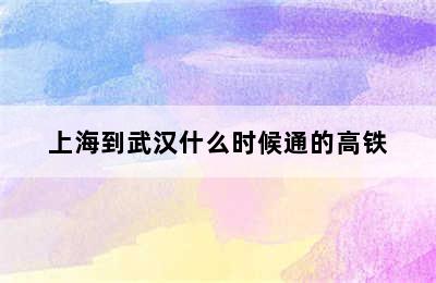 上海到武汉什么时候通的高铁