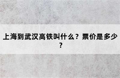 上海到武汉高铁叫什么？票价是多少？