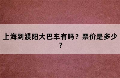 上海到濮阳大巴车有吗？票价是多少？