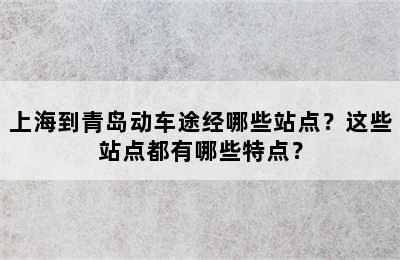 上海到青岛动车途经哪些站点？这些站点都有哪些特点？