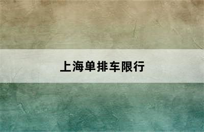 上海单排车限行