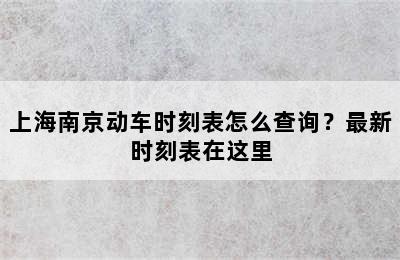 上海南京动车时刻表怎么查询？最新时刻表在这里