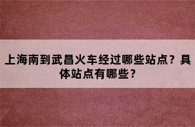 上海南到武昌火车经过哪些站点？具体站点有哪些？