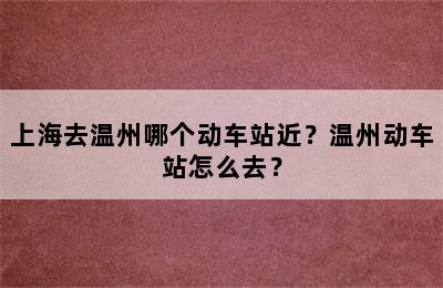 上海去温州哪个动车站近？温州动车站怎么去？