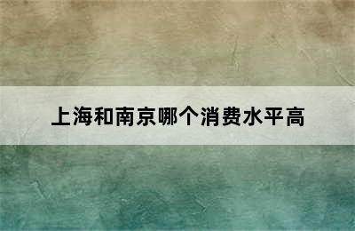 上海和南京哪个消费水平高