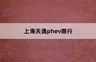 上海天逸phev限行