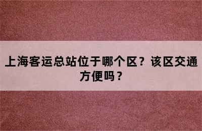 上海客运总站位于哪个区？该区交通方便吗？