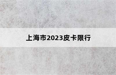 上海市2023皮卡限行