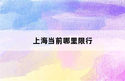 上海当前哪里限行