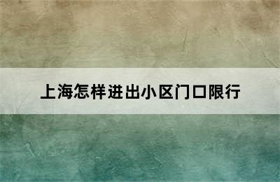 上海怎样进出小区门口限行