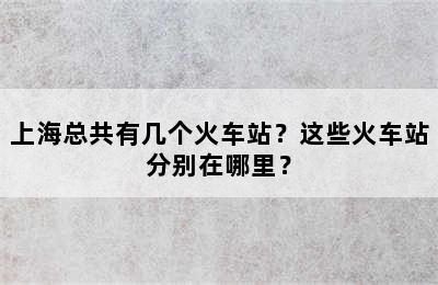 上海总共有几个火车站？这些火车站分别在哪里？