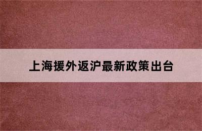 上海援外返沪最新政策出台