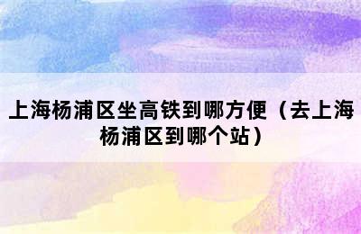 上海杨浦区坐高铁到哪方便（去上海杨浦区到哪个站）