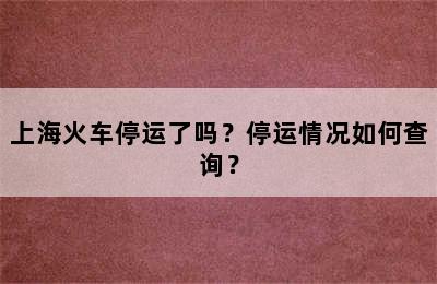 上海火车停运了吗？停运情况如何查询？