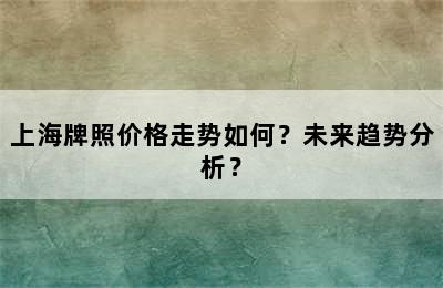 上海牌照价格走势如何？未来趋势分析？