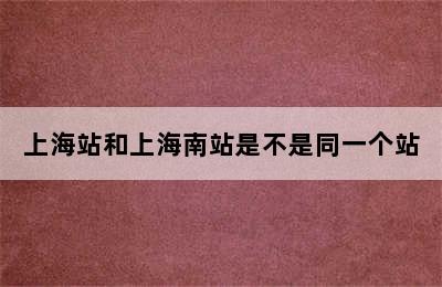 上海站和上海南站是不是同一个站