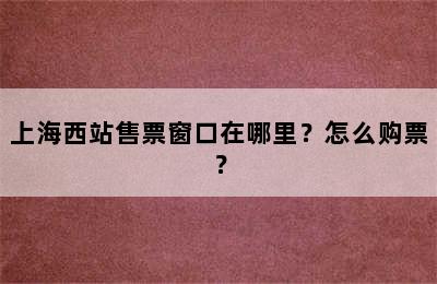 上海西站售票窗口在哪里？怎么购票？