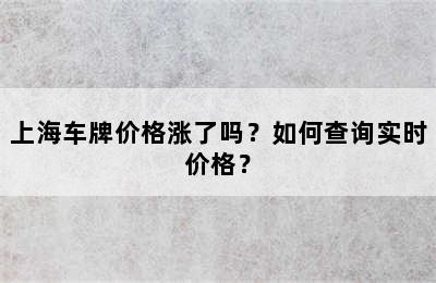 上海车牌价格涨了吗？如何查询实时价格？