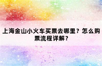 上海金山小火车买票去哪里？怎么购票流程详解？