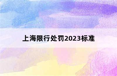 上海限行处罚2023标准