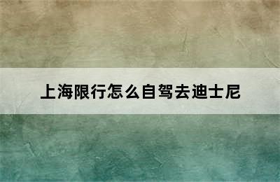 上海限行怎么自驾去迪士尼