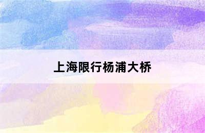 上海限行杨浦大桥