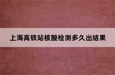 上海高铁站核酸检测多久出结果