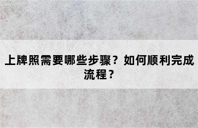 上牌照需要哪些步骤？如何顺利完成流程？