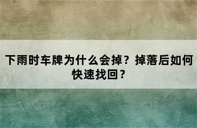 下雨时车牌为什么会掉？掉落后如何快速找回？