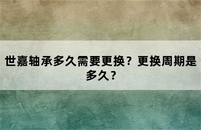 世嘉轴承多久需要更换？更换周期是多久？