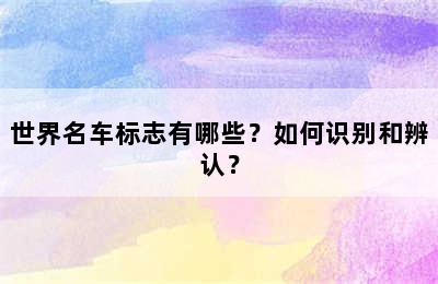 世界名车标志有哪些？如何识别和辨认？