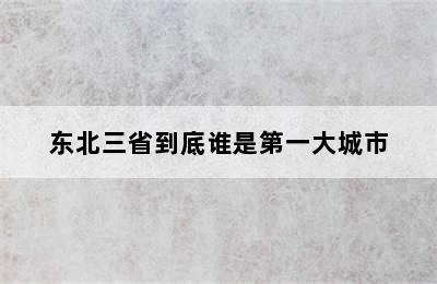 东北三省到底谁是第一大城市