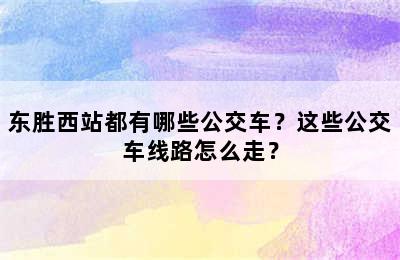 东胜西站都有哪些公交车？这些公交车线路怎么走？