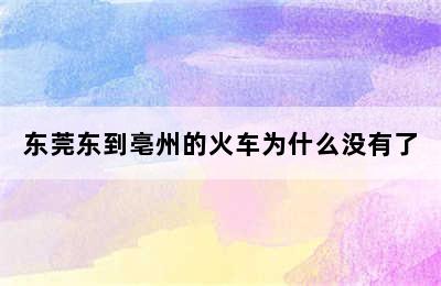 东莞东到亳州的火车为什么没有了