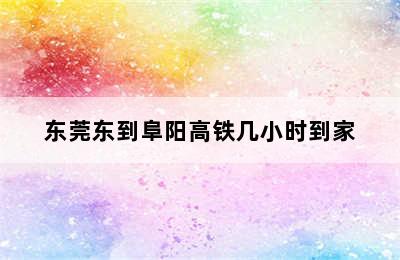 东莞东到阜阳高铁几小时到家