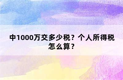 中1000万交多少税？个人所得税怎么算？