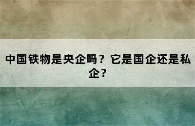 中国铁物是央企吗？它是国企还是私企？