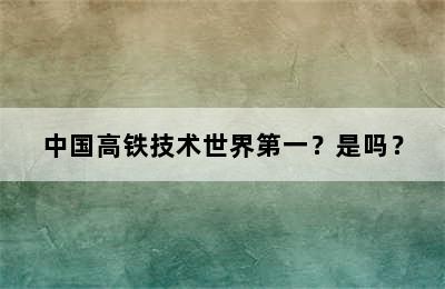 中国高铁技术世界第一？是吗？