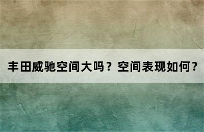 丰田威驰空间大吗？空间表现如何？