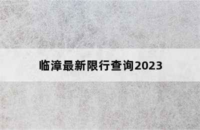 临漳最新限行查询2023