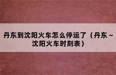 丹东到沈阳火车怎么停运了（丹东～沈阳火车时刻表）