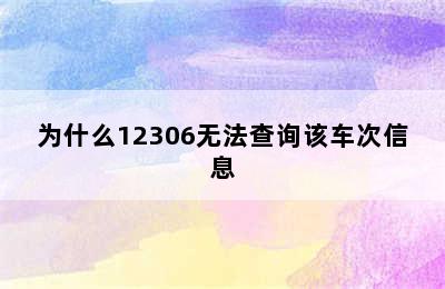 为什么12306无法查询该车次信息